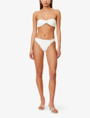Away That Day Womens Bridal White Turks & Caicos High-leg Stretch-woven Bikini Bottoms In Bridal White