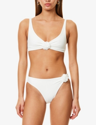 AWAY THAT DAY: Sardinia Floral-Applique Stretch-Woven Bikini Top