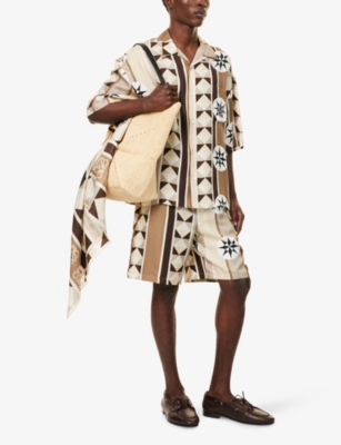 Loewe Printed Silk Shorts In Green