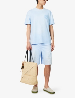 Loewe Mens Blue Multicolor Ibiza Graphic-pattern Woven Swim Shorts