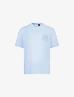 Loewe Mens Sky Blue Ibiza Embroidered-logo Cotton-jersey T-shirt