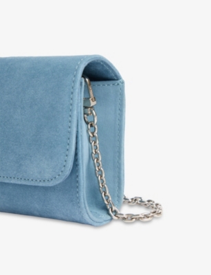 Lk Bennett Womens Blu-powder Blue Daisy Curve Leather Clutch Bag