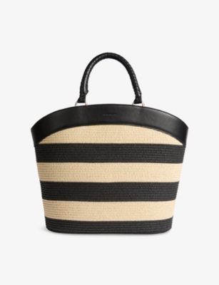 Lk Bennett Womens Mul-natural/black Beatrice Straw And Leather Tote Bag