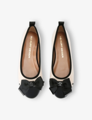 Kg Kurt Geiger Womens Bone Megan Bow-embellished Faux-leather Ballet Flats Eur 41 / 8 Uk