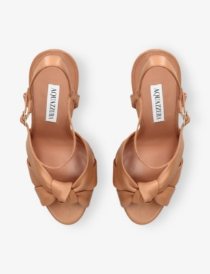 AQUAZZURA: "Nina Leather Platform Sandals 5.1"""