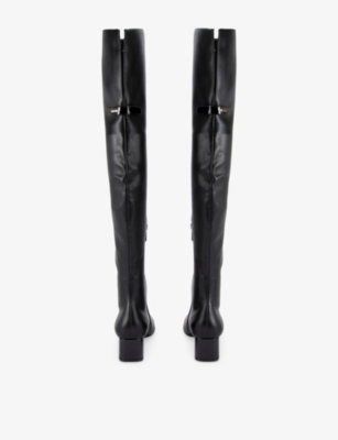 Carvela Womens Black Cleo Faux-leather Block-heel Over-the-knee Boots Eur 38/5 Uk In Black