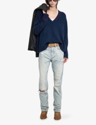 ZADIG&VOLTAIRE: Text-Embroidery Cashmere Knitted Jumper