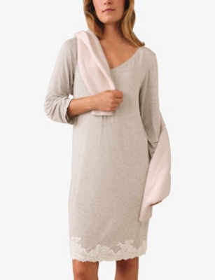 THE WHITE COMPANY: Lace-Appliqué Stretch-Jersey Nightdress