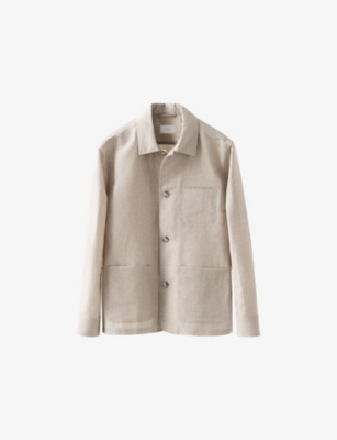 Eton Mens Chore Patch-pocket Linen And Wool Jacket Beige Xl In Nude