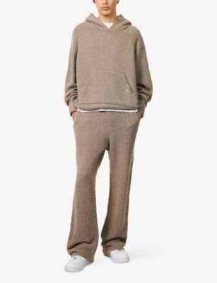 The Couture Club Mens Brown Bouclé Straight-leg Knitted Jogging Bottoms Xl