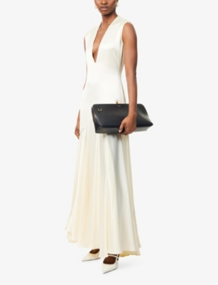Shop Tove Womens Vanilla Edan Deep V-neck Silk Maxi Dress