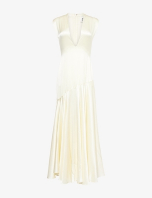 Shop Tove Womens Vanilla Edan Deep V-neck Silk Maxi Dress