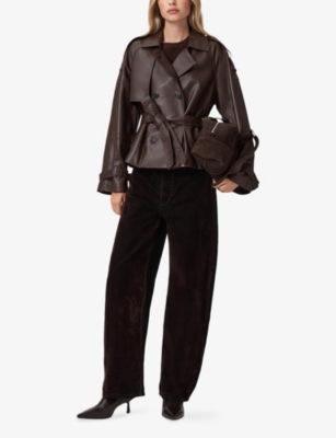 ALLSAINTS: Reed Belted-Waist Cropped Leather Jacket