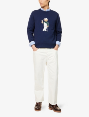 Polo Ralph Lauren Mens Navy Rlx Bear-print Cotton-blend Sweatshirt Xxl In Blue