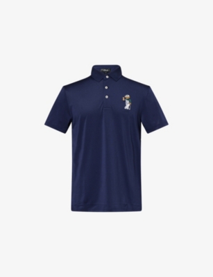 POLO RALPH LAUREN: RLX Performance Bear-Embroidery Stretch-Woven Polo Shirt