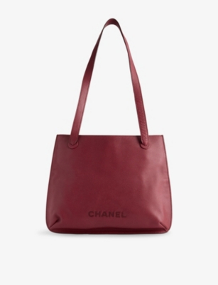 RESELFRIDGES: Pre-Loved Chanel Logo Caviar-Leather Tote Bag