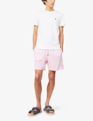 Polo Ralph Lauren Swim Trunks Striped Elastic Waistband In Carmel Pink