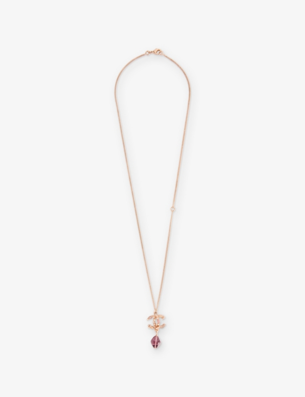 Pre-Loved Chanel Gold-Plated CC Crystal and Amethyst Pendant Necklace