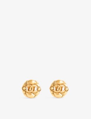 RESELFRIDGES: Pre-Loved Chanel Gold Plated CC Clip On Earrings