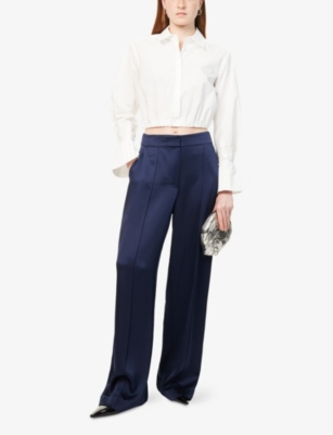 SIMKHAI: Blythe Cropped Woven Shirt
