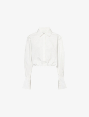 SIMKHAI: Blythe Cropped Woven Shirt