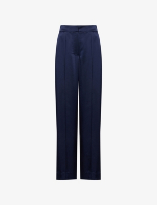 Simkhai Womens Ottis Wide-leg High-rise Wool Trousers Midnight In Midnight