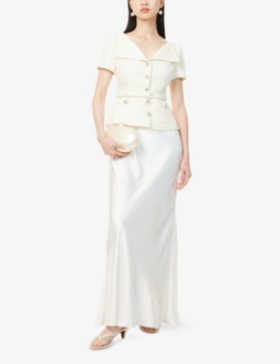 Self-portrait Tailored Belted Maxi Dress In Cream