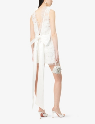 Satin-Bow Tulle Mini Dress