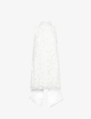 SELF-PORTRAIT: Satin-Bow Tulle Mini Dress