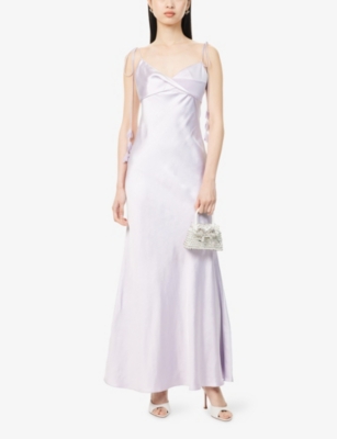 Self-portrait Satin Maxi Dress In Lilac