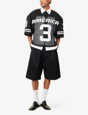 WILLY CHAVARRIA: America Football Patch-Embellished Netted Woven Jersey