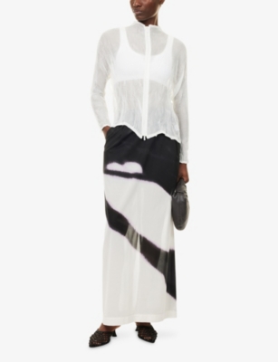 Issey Miyake Womens White Chiffon Twist Knitted Top In White