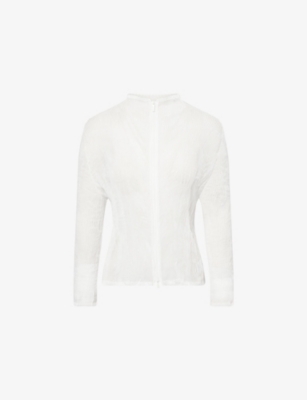Issey Miyake Womens White Chiffon Twist Knitted Top In White