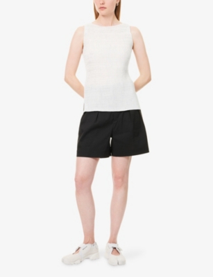 Issey Miyake Womens Black Washi Ensemble U Pleated Woven Shorts