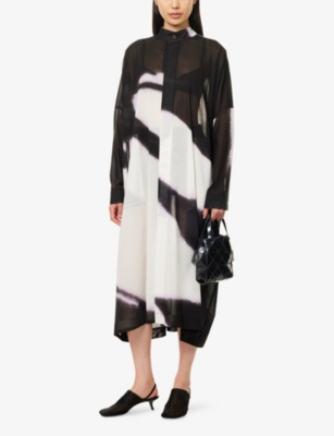 Issey Miyake Womens Shadow Study Abstract-print Cotton Coat Light