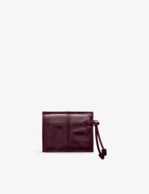 Prada Womens Burgundy Triangle-plaque Small Leather Wallet In Burgundy