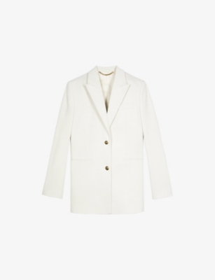 The Kooples Womens White Notch-collar Single-breasted Tailored Cotton Suit Jacket In White