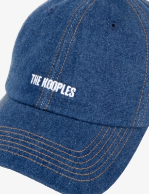 THE KOOPLES WOMENS BLUE DENIM BRAND-EMBROIDERED DENIM CAP 