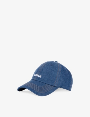 THE KOOPLES WOMENS BLUE DENIM BRAND-EMBROIDERED DENIM CAP 