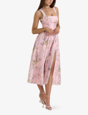 House Of Cb Womens Pink Minerva Floral-print Chiffon Midi Sundress In Pink