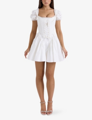 HOUSE OF CB: Lili Detachable-Corset Cotton Mini Dress