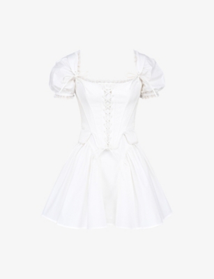 HOUSE OF CB: Lili Detachable-Corset Cotton Mini Dress