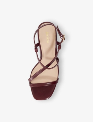 Dune Womens  Motivated T Leather Heeled Sandals In Burgundy Leather