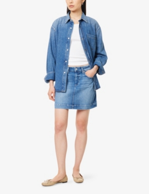Paige Womens Rock Show Janelle High-waist Stretch-denim Mini Skirt In Gray