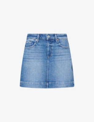 Paige Womens Rock Show Janelle High-waist Stretch-denim Mini Skirt In Gray