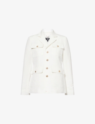 PAIGE WOMENS WHITE REIGN SINGLE-BREASTED LINEN-BLEND BLAZER 