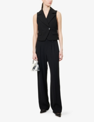 PAIGE WOMENS BLACK BRIGIDA WIDE-LEG CREPE TROUSERS 