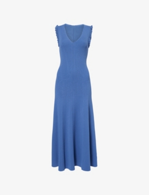 Paige Womens Aniseed Sleeveless Ribbed-knit Maxi Dress Soft Indigo