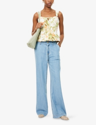 PAIGE: Zoey Relaxed-Fit Waist-Tie Cotton-Blend Jeans