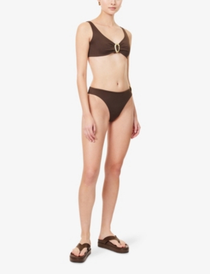 Away That Day Womens Samoa Plaque-embellished Bikini Bottoms Espresso In Brown
